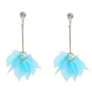 Acrylic Flower Petal Rhinestone Earrings
